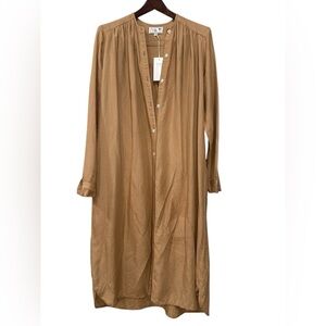 Mille Resort & Travel Brown linen Button-Up Long Dress   XS NWT